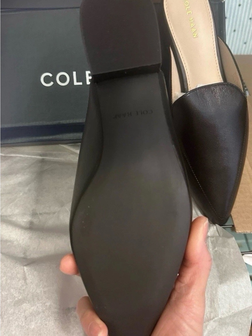 Cole Haan Black Leather Pointed Mule - Women Size 5.5 - Picture 2 of 3